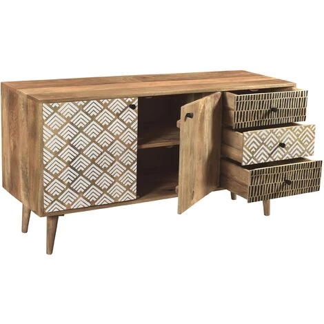 RENDEZ VOUS DéCO Buffet Tali En Bois 2 Portes 3 Tiroirs - Marron Clair 4 RENDEZ VOUS DéCO Buffet Tali En Bois 2 Portes 3 Tiroirs - Marron Clair – Image 4