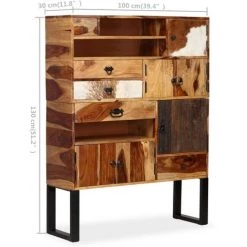 Buffet 100x30x130 Cm Bois Massif De Sesham VidaXL - Brun -Buffet et enfilade Soldes 8997733 3
