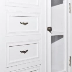 VidaXL Armoire Avec 5 Tiroirs Et 2 étagères Blanc - Blanc -Buffet et enfilade Soldes 930158 3