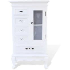 VidaXL Armoire Avec 5 Tiroirs Et 2 étagères Blanc - Blanc -Buffet et enfilade Soldes 930158 4
