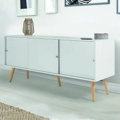 IDMARKET Buffet Effie Scandinave 3 Portes Bois Blanc