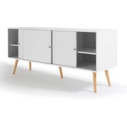 IDMARKET Buffet Effie Scandinave 3 Portes Bois Blanc -Buffet et enfilade Soldes 9588619 3