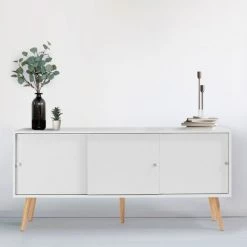 IDMARKET Buffet Effie Scandinave 3 Portes Bois Blanc -Buffet et enfilade Soldes 9588619 4