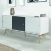 IDMARKET Buffet EFFIE Scandinave 3 Portes Bois Blanc Et Gris - Gris