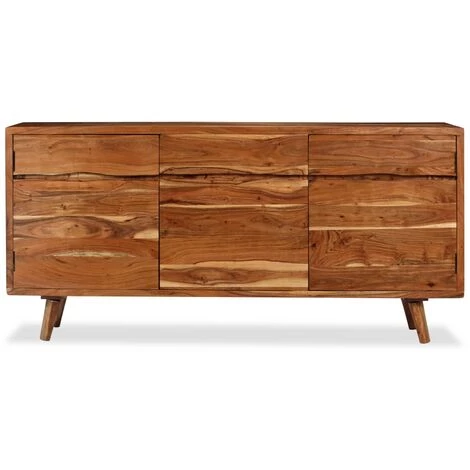 VidaXL Buffet Bois Massif Avec Portes Sculptées 160 X 40 X 75 Cm - Brun 2 VidaXL Buffet Bois Massif Avec Portes Sculptées 160 X 40 X 75 Cm - Brun – Image 2
